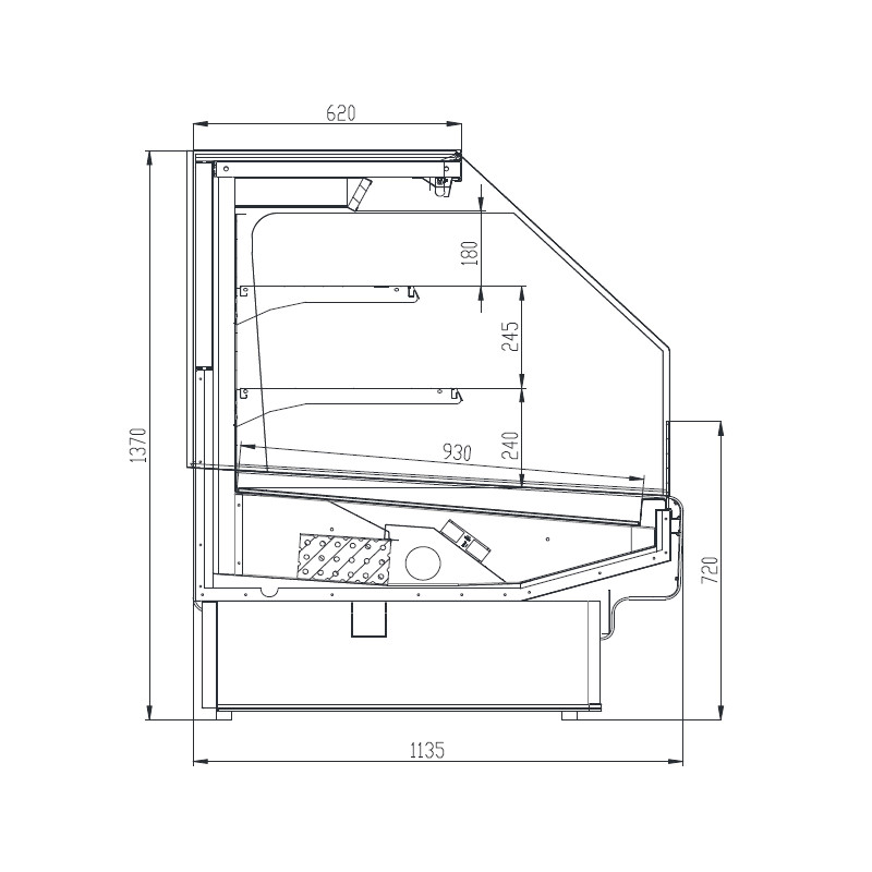 Витрина холодильная Brandford AURORA SQ 125 TOP LIGHT вертикальная