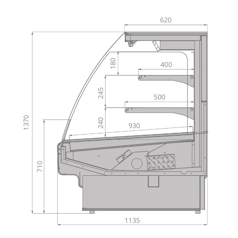 Витрина холодильная Brandford AURORA 250 TOP LIGHT вертикальная