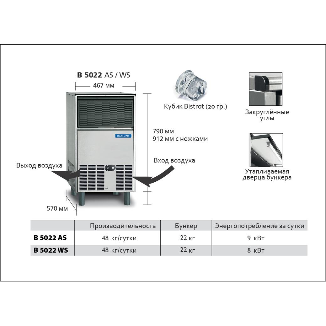 Льдогенератор BAR LINE (FRIMONT) B 5022 WS