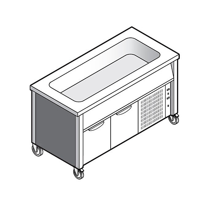 Прилавок для 1 и 2 блюд EMAINOX EVVR15 8035020 с охлаждаемым шкафом спец.цвет 0636R