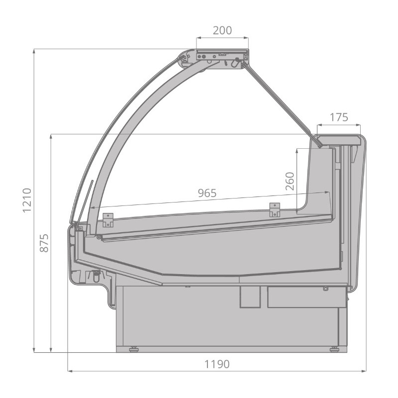 Витрина холодильная Brandford AURORA 250 Reverse Glass вентилируемая